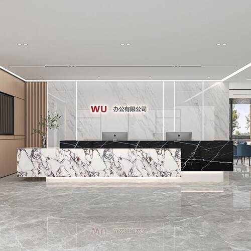大理石岩板公司前台酒店接待台会所吧台健身房咖啡店收银台现代