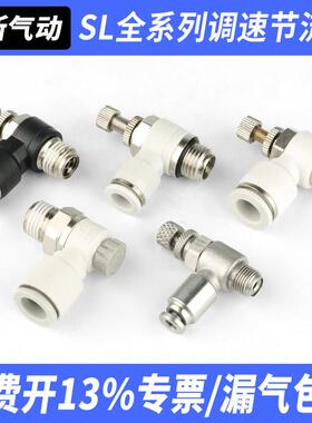 气动气管4接头SA6节流PA8限流10调速SL12流量调节阀16-M5/1/2/3/4