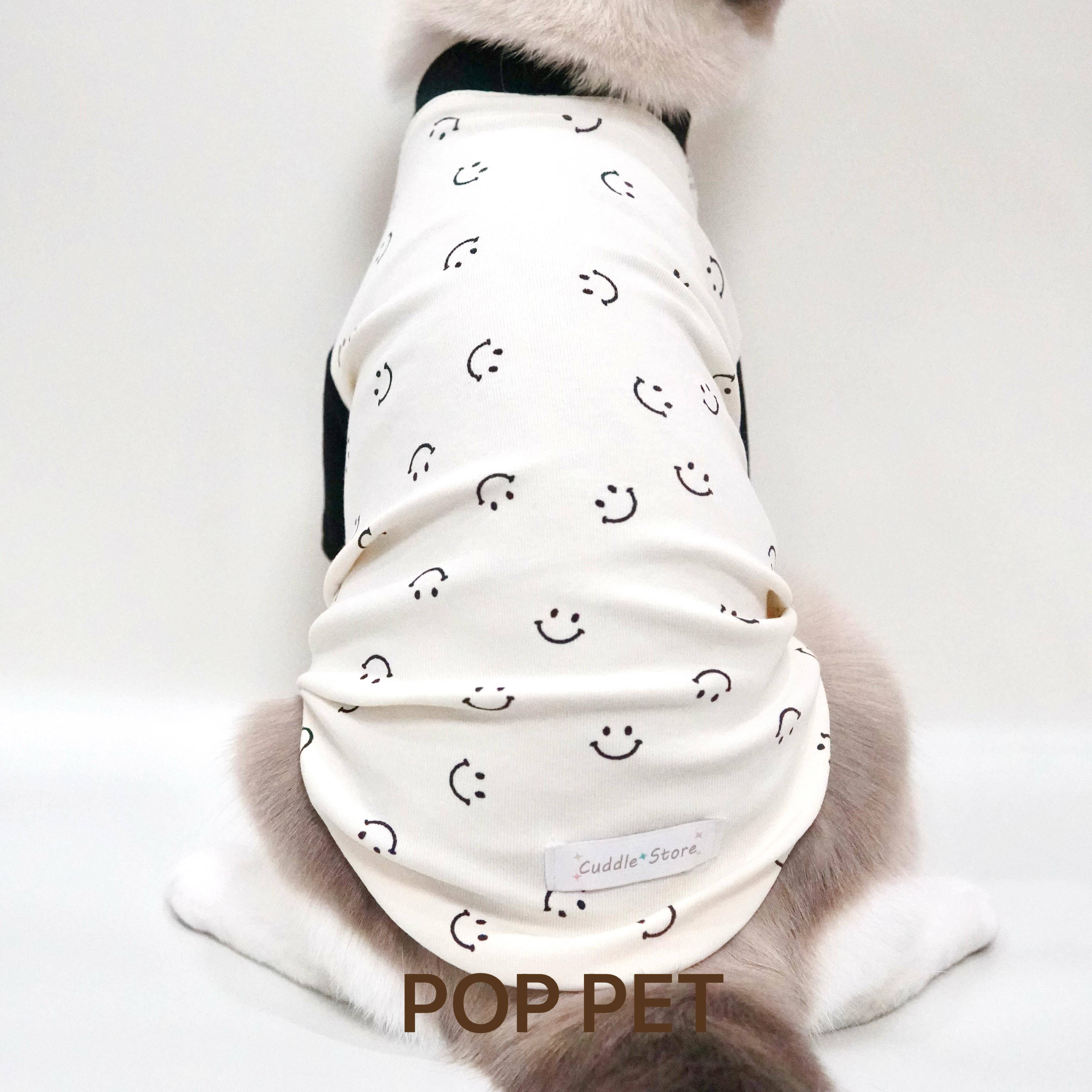 POPPET笑脸棉感舒适打底防掉毛可爱布偶英短暹罗德文宠物猫咪衣服