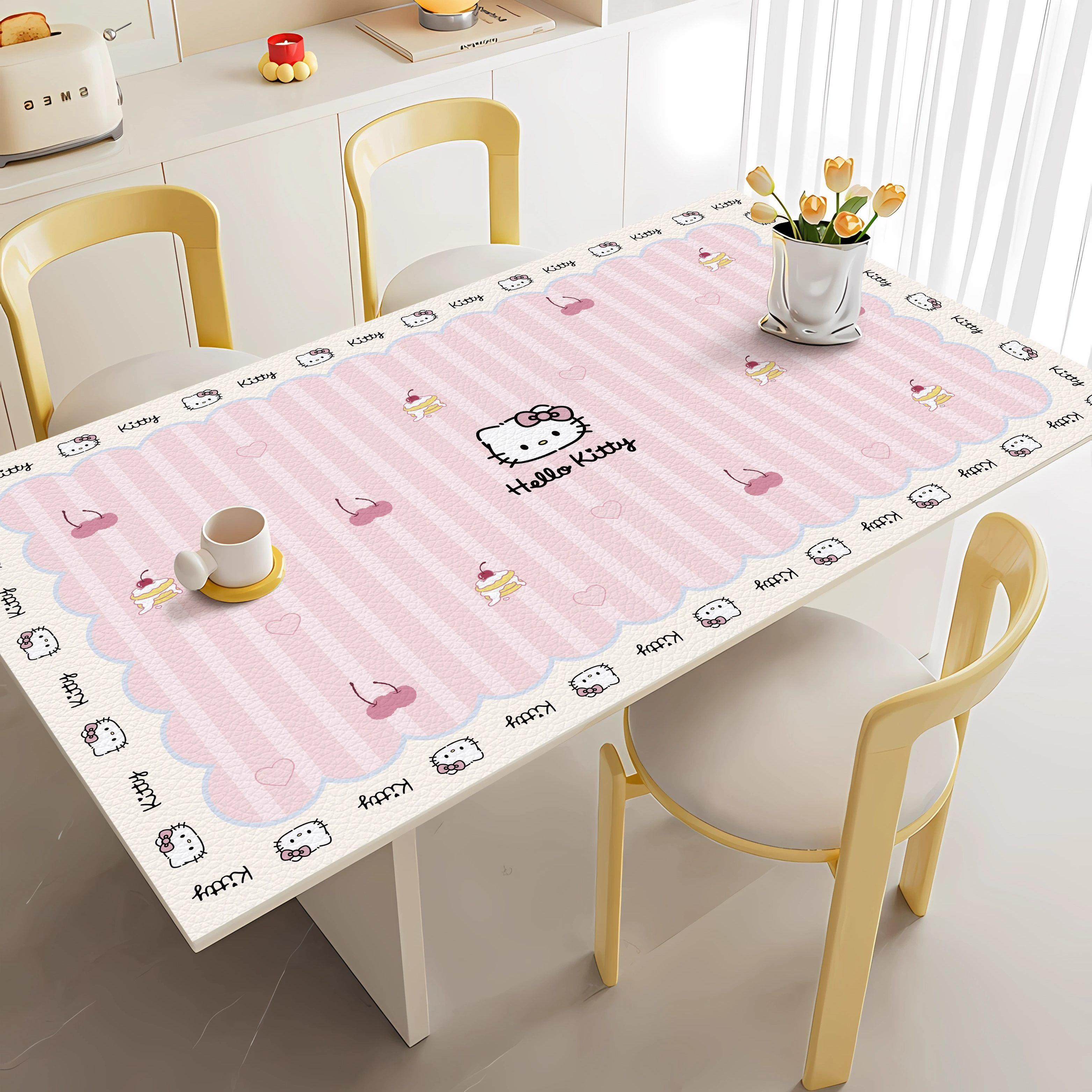 粉色凯蒂猫餐桌垫防油防水免洗桌布隔热防烫茶几垫皮革桌面保护垫,居家布艺,桌布,淘宝优惠券,粉丝福利购,淘宝优惠卷