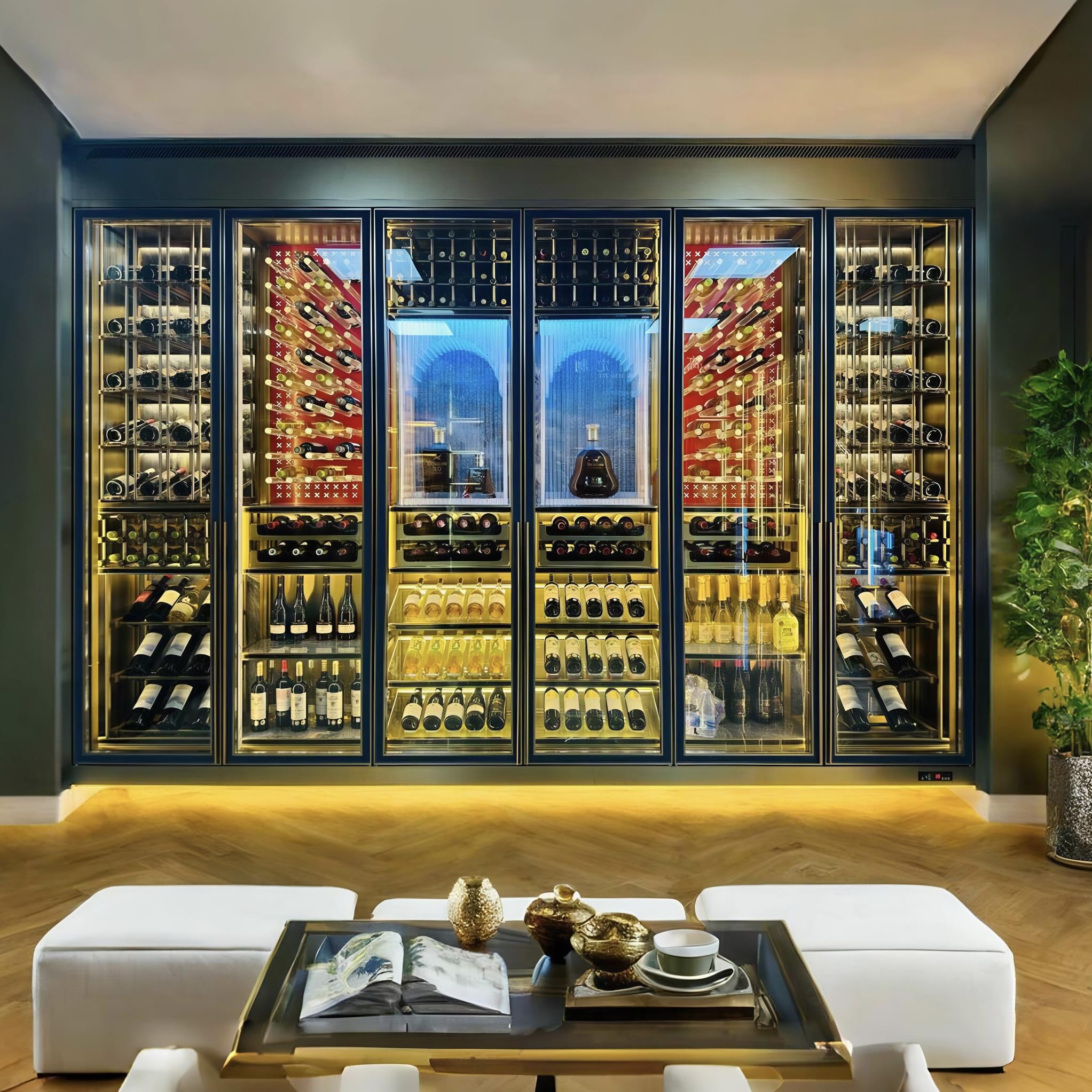 高端不锈钢恒温恒湿红酒柜定制雪茄柜洋酒白酒展示柜源头厂家直销