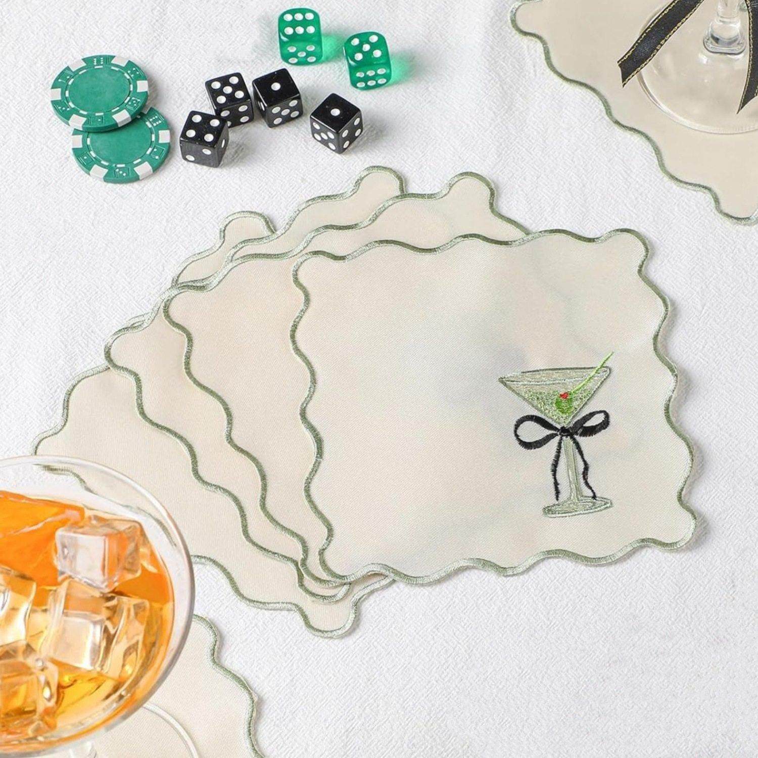 刺绣方形餐巾布香槟波浪边口布厨房茶巾生日派对宴会餐垫跨境,居家布艺,餐垫,淘宝优惠券,粉丝福利购,淘宝优惠卷