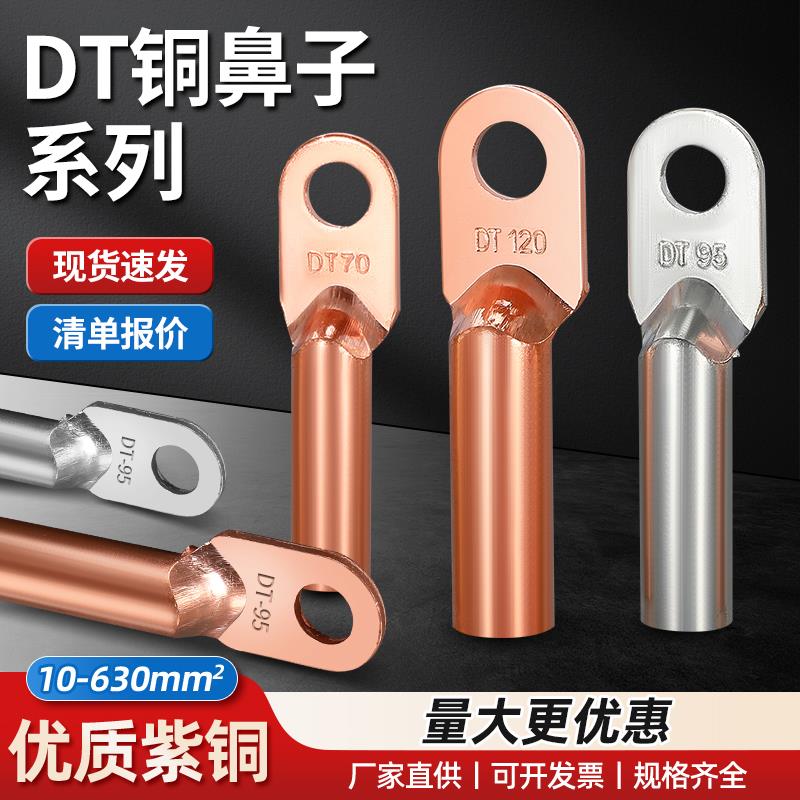 铜鼻子铜接头DT10/16/25/35/50/70-500平方接线端子堵油线耳鼻子