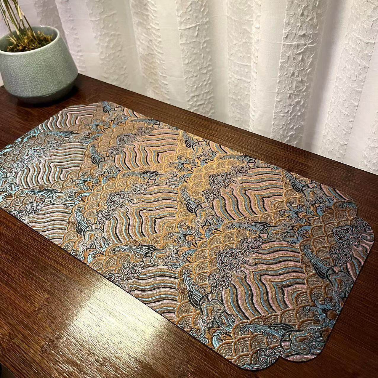 新中式云锦织锦茶席茶桌禅意桌布垫子桌面高端防水吸水干泡大茶席,居家布艺,茶席,淘宝优惠券,粉丝福利购,淘宝优惠卷