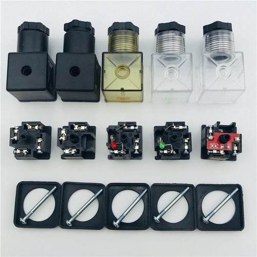 DIN43650A液压电磁脉冲阀线圈接线盒插头气动端子带灯LED DC AC