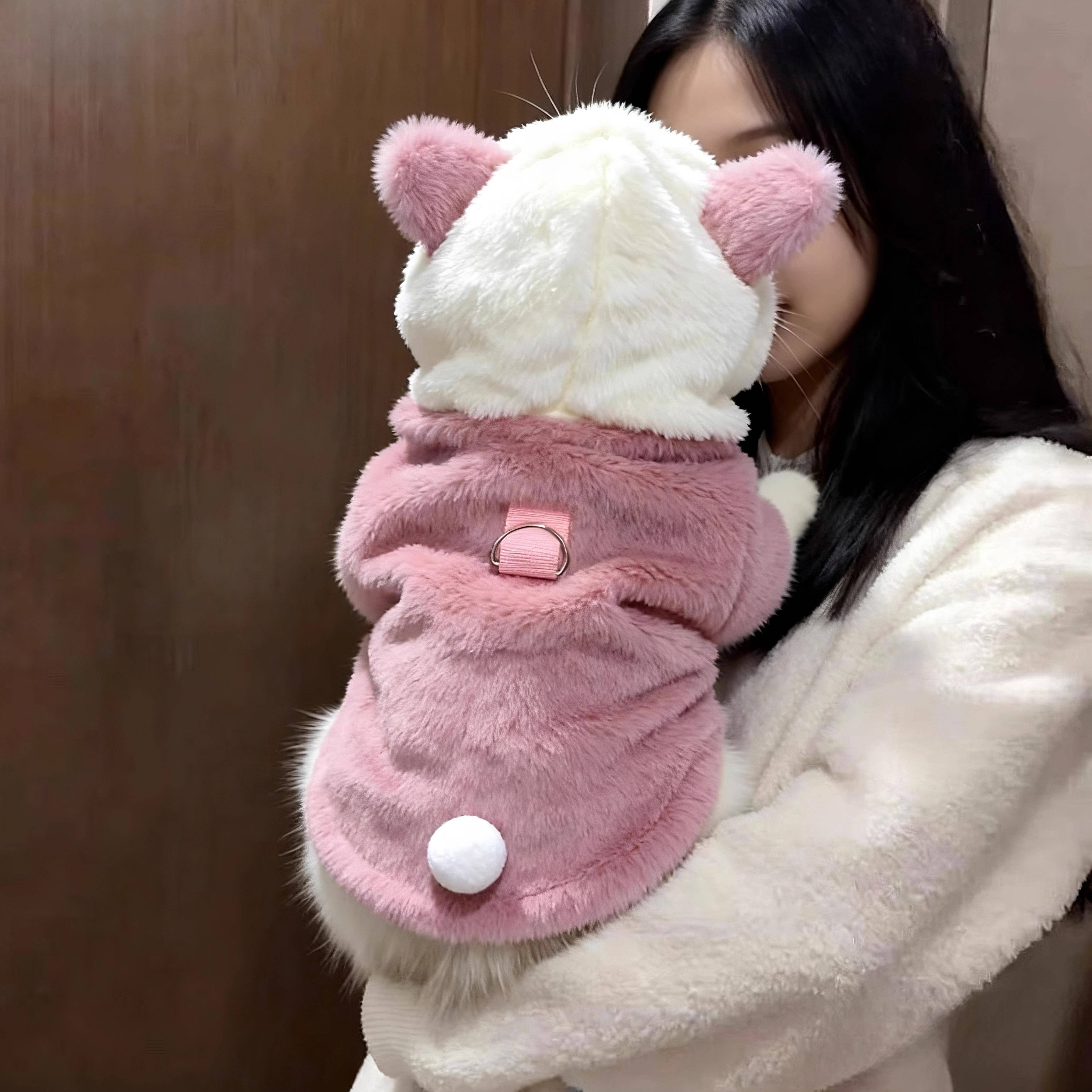 猫咪衣服秋冬款保暖加绒加厚连帽卫衣布偶防掉毛宠物狗狗两脚绒衣