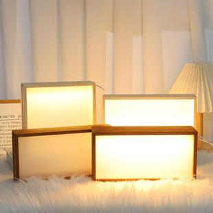 长方形实木发光相框双面透明USB暖光中空相框手办盲盒公仔展示盒