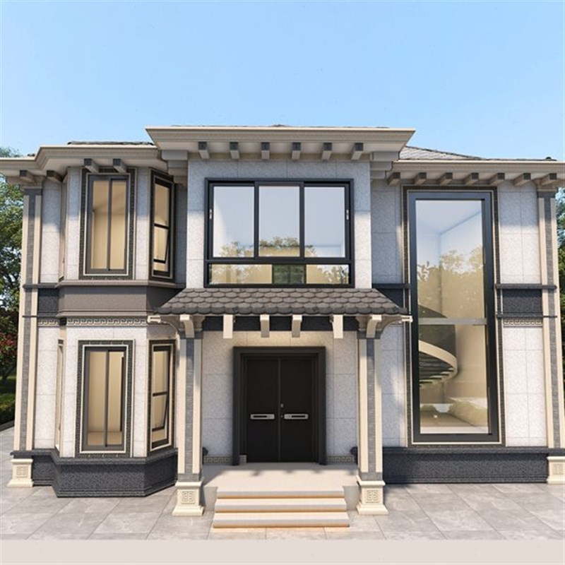 中式二层轻钢别墅房屋 农村钢结构房屋轻钢建筑别墅 轻钢结构别墅
