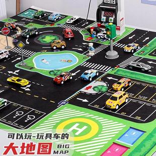 儿童合金小汽车城市交通地图加油站红绿灯停车场模拟地垫玩具礼物