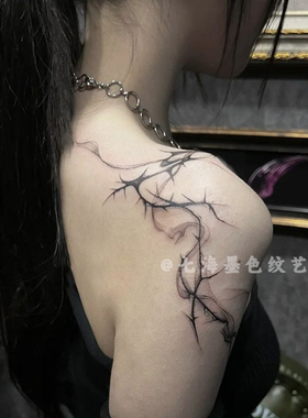 肩部荆棘草本纹身贴不反光贴纸