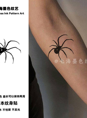黑色蜘蛛小图案女同款彩色纹身贴