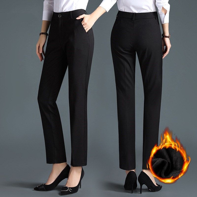 西裤女职业秋冬加绒加厚高腰