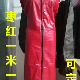 拉链韩版 加长秋冬女士 pu皮长袖 皮罩衣 棉衣 防水防油羽绒服罩衣