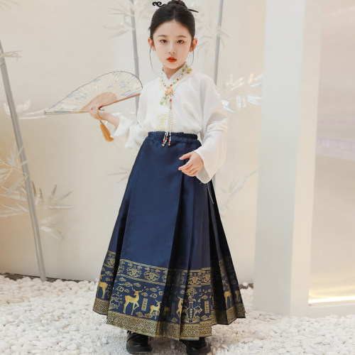 女童马面裙套装小女孩夏季新款儿童古装中国风超仙女宝春秋汉服裙
