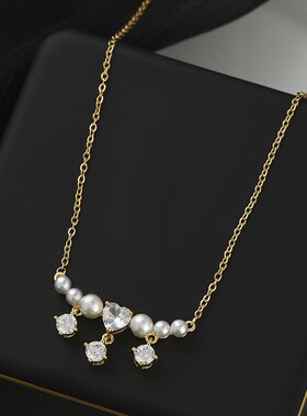 秋冬新款微镶锆石气质毛衣链女小众设计感水滴吊坠锁骨链百搭项链