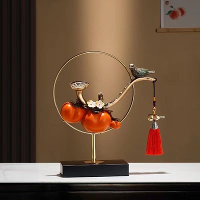 柿柿如意中式高档大气客厅电视柜家居祝福摆件开业乔迁招财装饰新