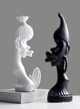 非洲情侣人像北欧家居酒柜简约树脂装饰现代客厅创意摆件工艺品