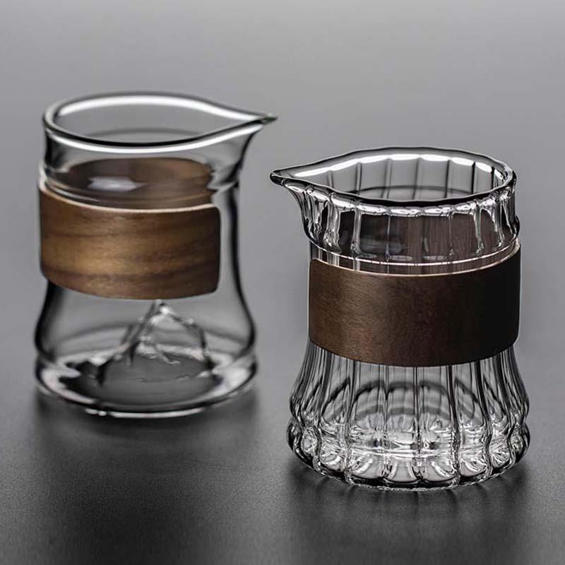 竹筒公道杯耐热玻璃加厚分茶器家用透明茶海匀杯倒茶器公杯