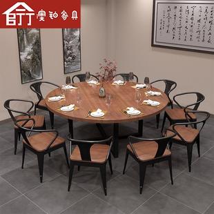 实木圆桌餐桌商用饭店食堂餐厅酒店圆形饭桌家用吃饭桌子 澳铂美式