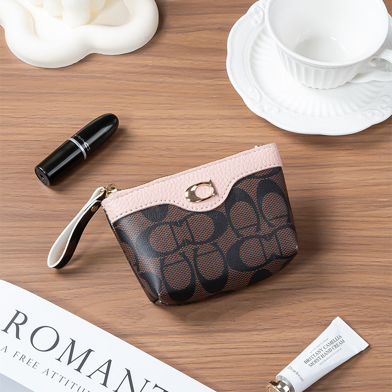 精致简约时尚小众设计女士钱包迷你小巧拉链零钱包金属装饰小钱包