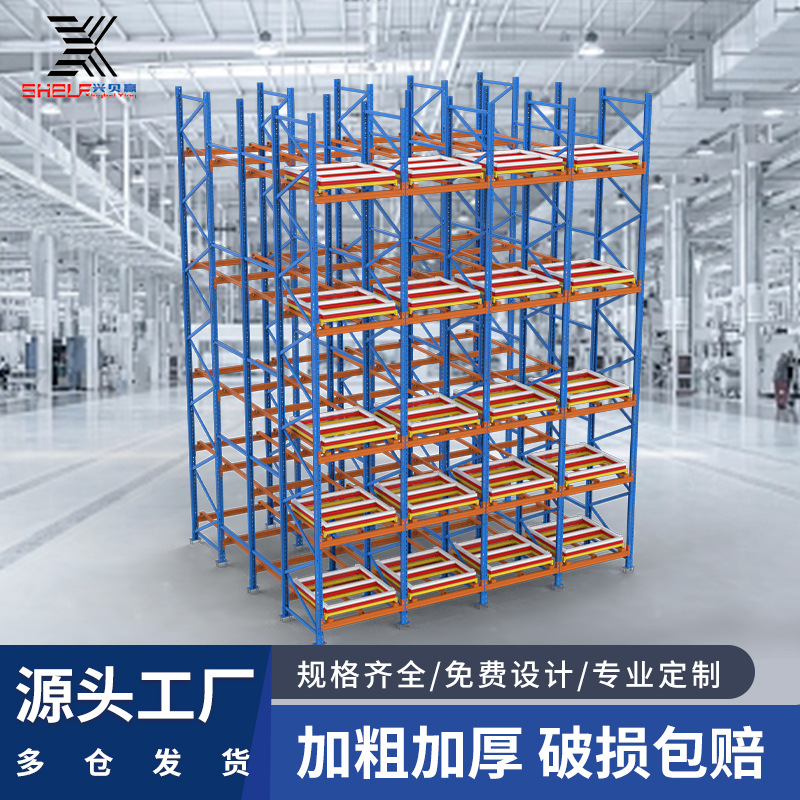 兴贝赢重力货架滚筒货架物料架仓储车间滑轨滚轮式流利条货架