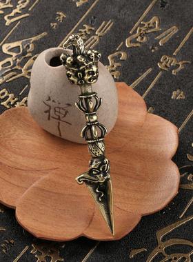 黄铜法器摆件马头明王普巴金刚杵降魔杵古玩小铜器收藏修法工艺品