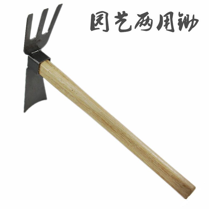 两用锄头 短木柄碳钢农用防脱小锄头 锄地种菜农具 园林园艺工具
