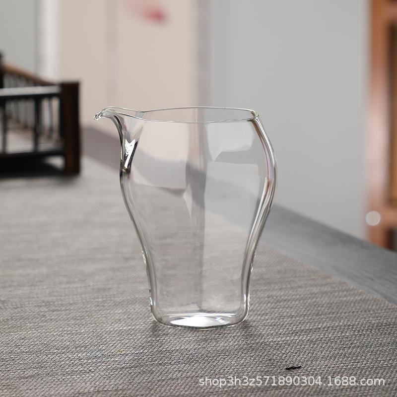 收藏手作片口鹤嘴公杯分茶器茶海功夫茶具六棱公杯透明高硼硅玻璃