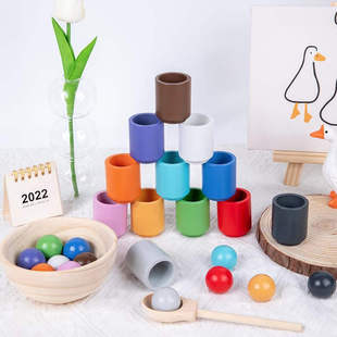彩虹色鸟蛋套碗叠叠碗儿童玩具颜色分类早教益智男女宝宝精细运动