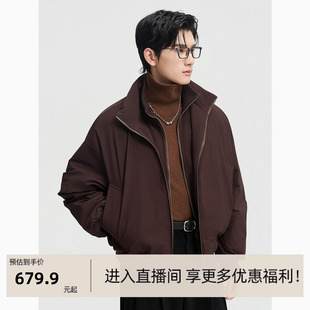 2026深冬男士假两件短款羽绒服廓形设计时尚保暖轻熟外套