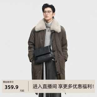 26深冬中长款大毛领棉服廓形时尚感男士加厚保暖棉衣外套