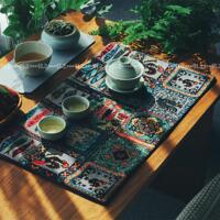引之棉麻加厚印花茶席布藝桌旗吸水茶布茶杯墊禪意中式復(fù)古民族風(fēng)