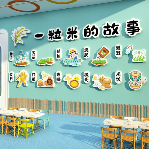 小饭桌墙面装饰幼儿园托管班餐厅食堂育坊文化标语海报画广告贴纸