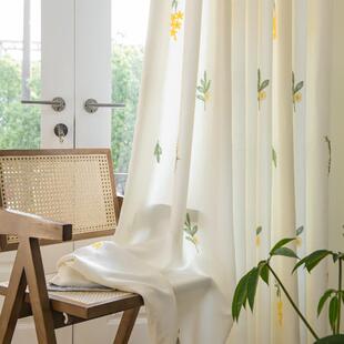 成品窗帘遮光2022新款防晒隔热棉麻布飘窗不透人女生卧室轻奢简约