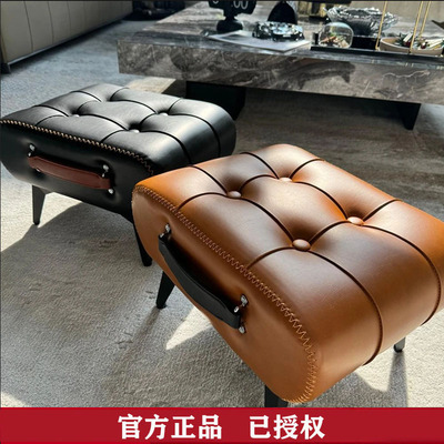 轻奢皮凳客厅脚踏沙发凳入户换鞋凳茶几矮凳家用高级感小凳子坐墩