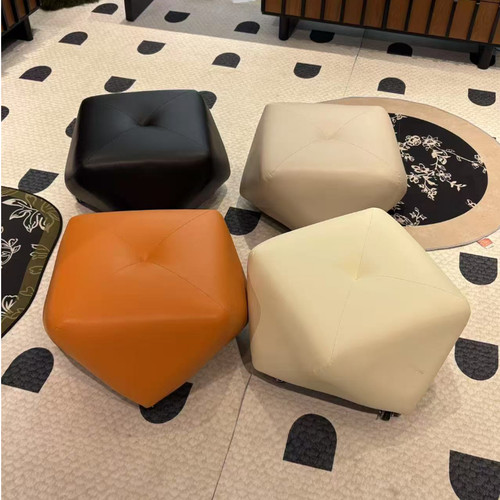 轻奢皮质八角凳客厅沙发凳创意脚踏凳小坐墩家用矮凳换鞋凳子门口