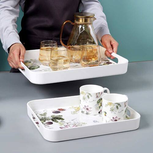 高级感密胺托盘长方形提手家用水杯收纳厨房餐具茶盘客厅茶杯拖盘
