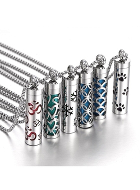 香水散发器迷你瓶香薰项链潮流简约个性钛钢吊坠男士挂件装饰品