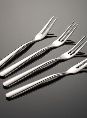 埃恩316不锈钢优雅系列水果叉二齿水果签三齿甜品叉子蛋糕甜点