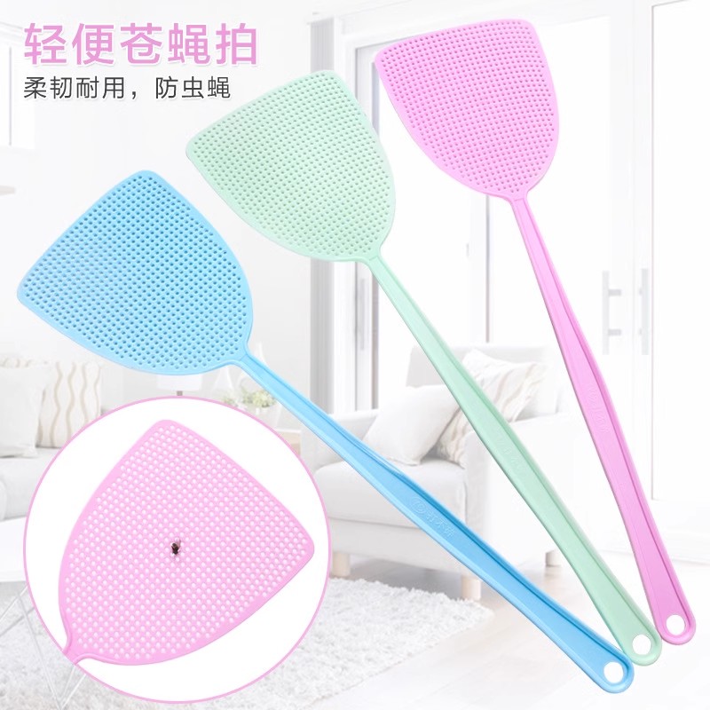 苍蝇拍塑料拍不易烂夏季家用加厚加长柄手动大号打蝇子灭蚊拍神器