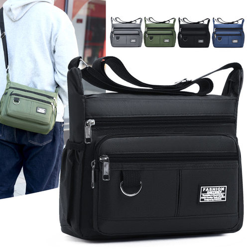 新款男包牛津布商务包大容量男士单肩包黑色出差旅行背包斜挎包男