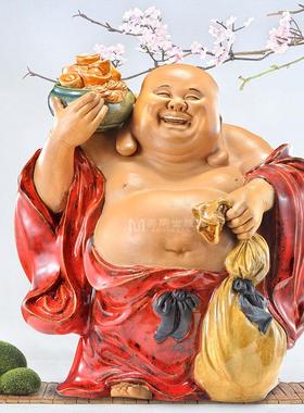石湾陶瓷公仔工艺精品家居电视酒柜门客厅饰品招财弥勒笑佛像摆件