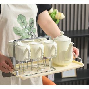 家庭茶具杯子客厅家用陶瓷北欧高档乔迁水杯 轻奢杯具水壶茶杯套装