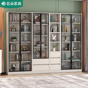 轻奢玻璃门书柜定制整墙现代展示柜书房书橱客厅储物手办柜5F24