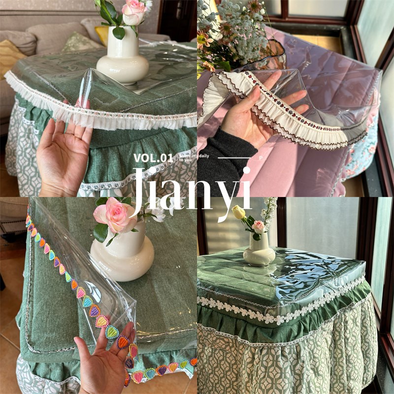 烤火罩皮套加厚透明pvc软玻璃防水防油免洗桌布正方形烤火桌罩套