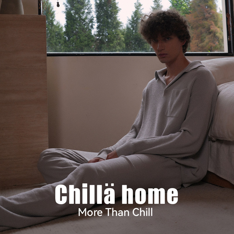 Chilla睫毛纱翻领可外穿家居服