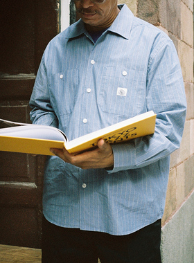 Last Resort AB SM001 LS Shirt 纯棉复古条纹宽松休闲滑板男衬衫