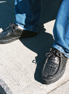 Last Resort AB VM006 Moc leather复古袋鼠鞋仿鳄鱼皮方头休闲鞋