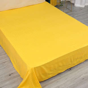 金黄色床单单件条纹全棉缎条纯棉棉布布料单人1.5米被单双人夏天