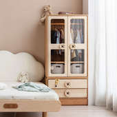 可加高组合儿童实木衣柜 成长纽扣衣柜 透明衣橱 展示款 孩在